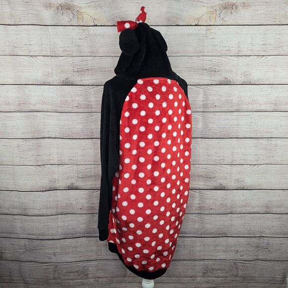 Disney Minnie Mouse Hooded Sweatshirt Lounge Red White Polka Dots Minnie Ears M - Picture 3 of 8